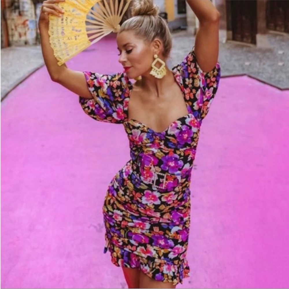 Lovers and Friends Floral Lemon Mini Dress